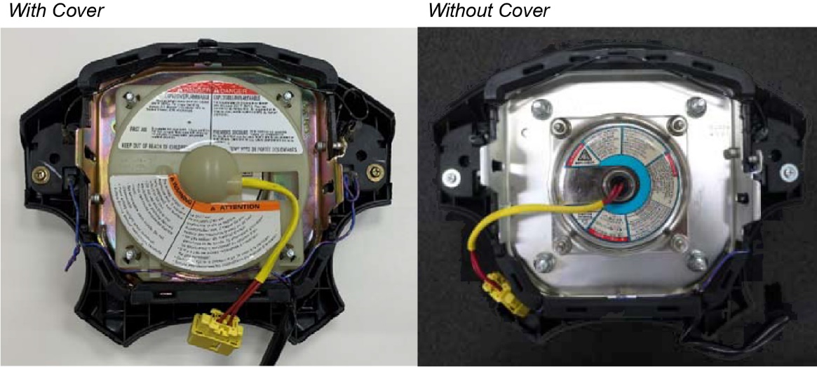 Check if the airbag module has a plastic inflator cover